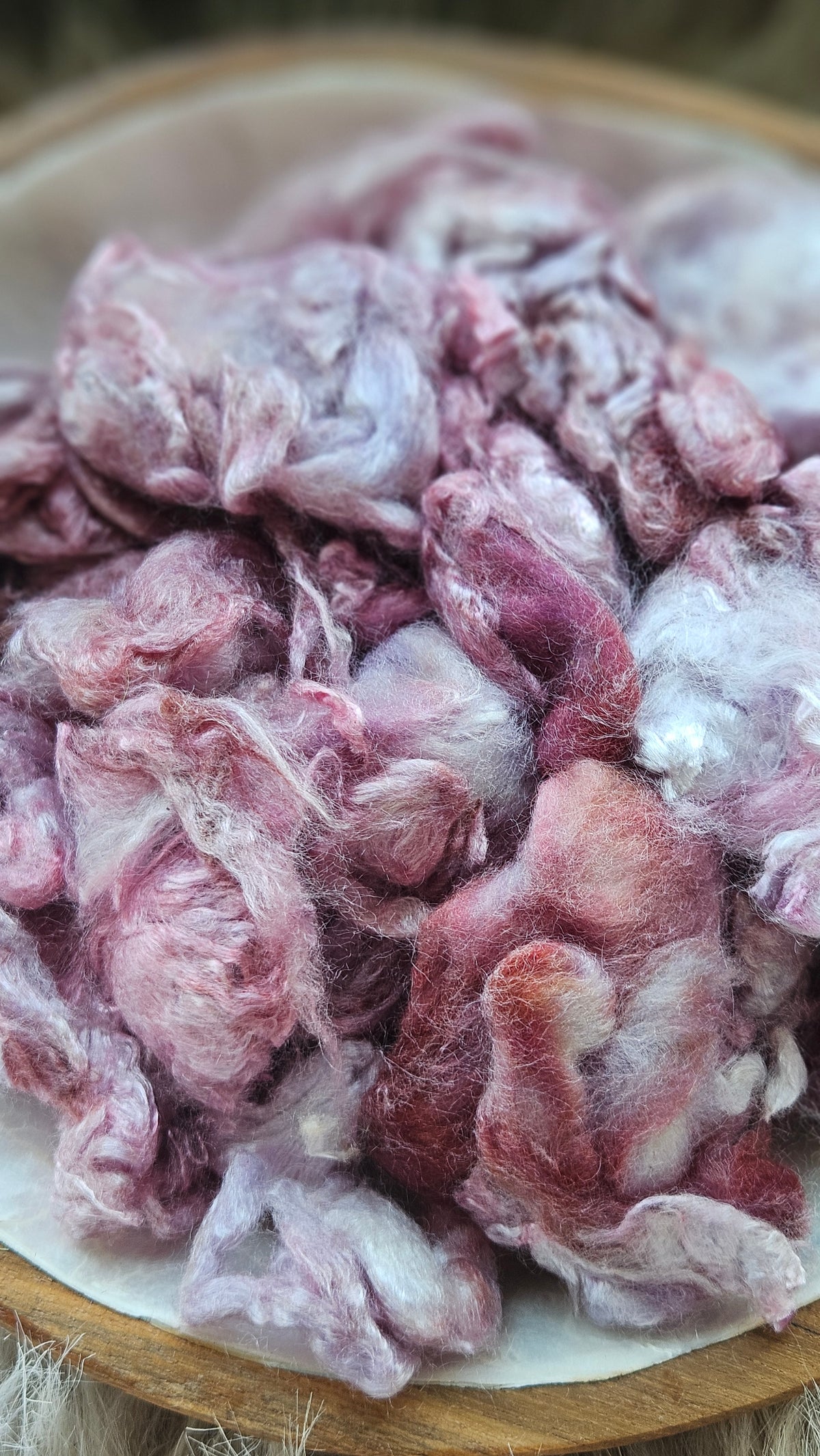 Mulberry Tart - hand-dyed fine wool and silky bamboo mill ends - 5 oz |  142 g