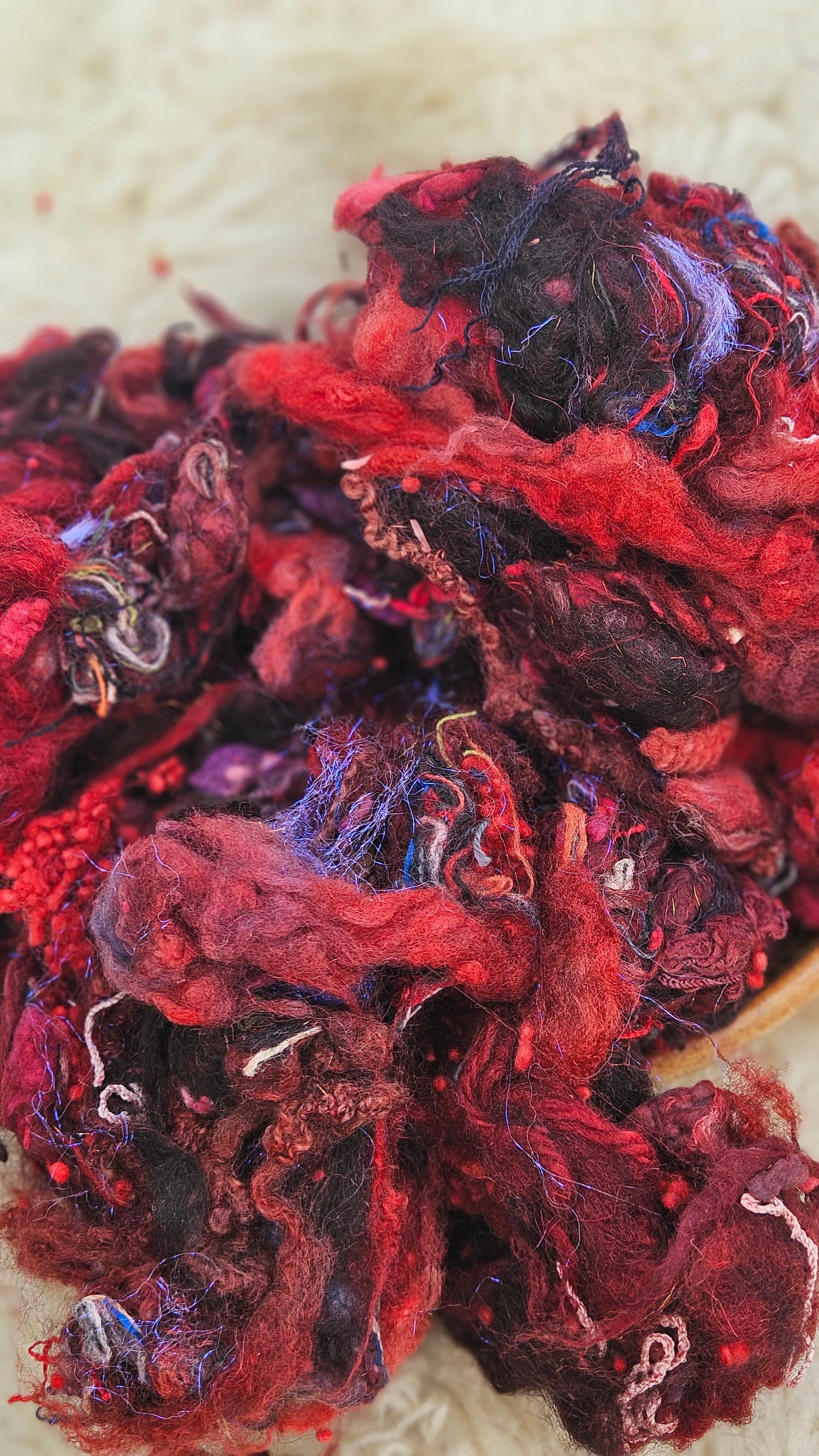 DECEMBER DUSK - Hand-Dyed Alpaca Bamboo Texture Blend for art yarn embellishing, texture blending, felting, mixed media, and fiber art - 4 ounces | 114 grams