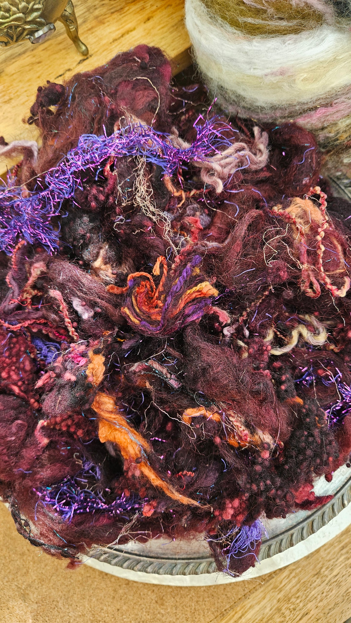 MIDSUMMER NIGHT - Hand-Dyed Alpaca Bamboo Texture Blend for art yarn embellishing, texture blending, felting, mixed media, and fiber art - 4 ounces | 114 grams