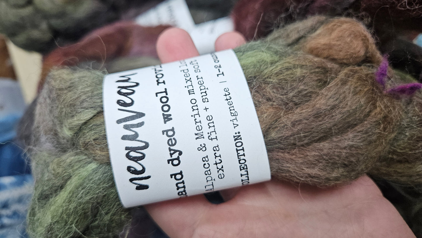 21 braids of hand dyed wool alpaca (2 pound lot)
