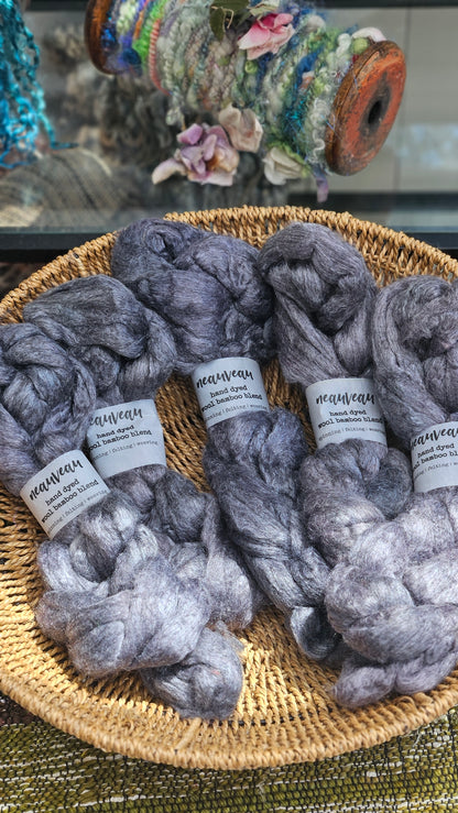 Charcoal Pearl - bamboo wool roving for felting and blending - 2 ounces | 57 grams