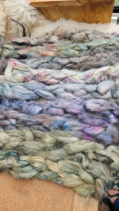 CAMELOT - rare hand-dyed hemp top for carding into art batts - 2 ounces | 57 grams