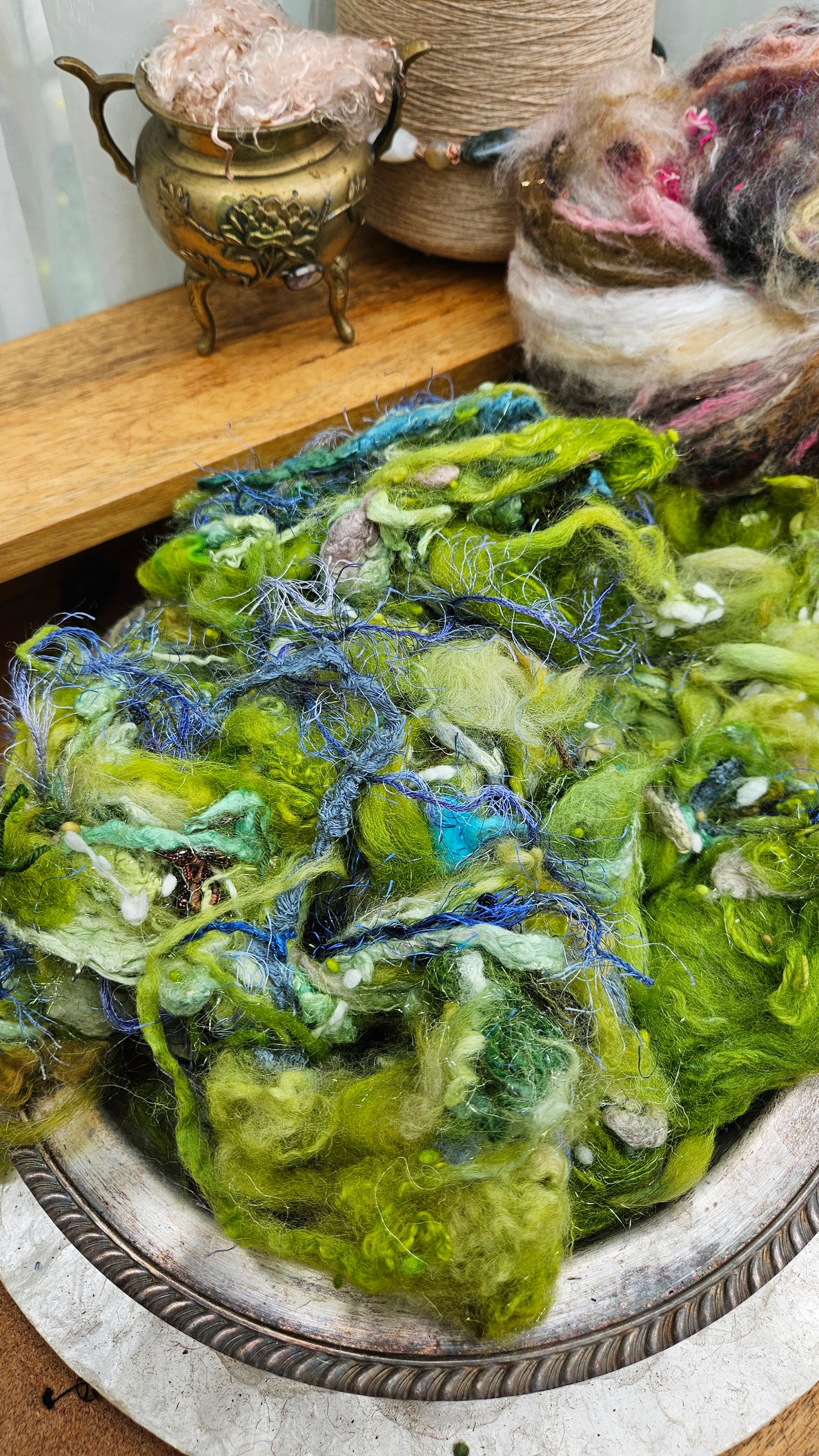 MISTFALL - Hand-Dyed Texture Blend for art yarn embellishing, texture blending, felting, mixed media, and fiber art - 4 ounces | 114 grams