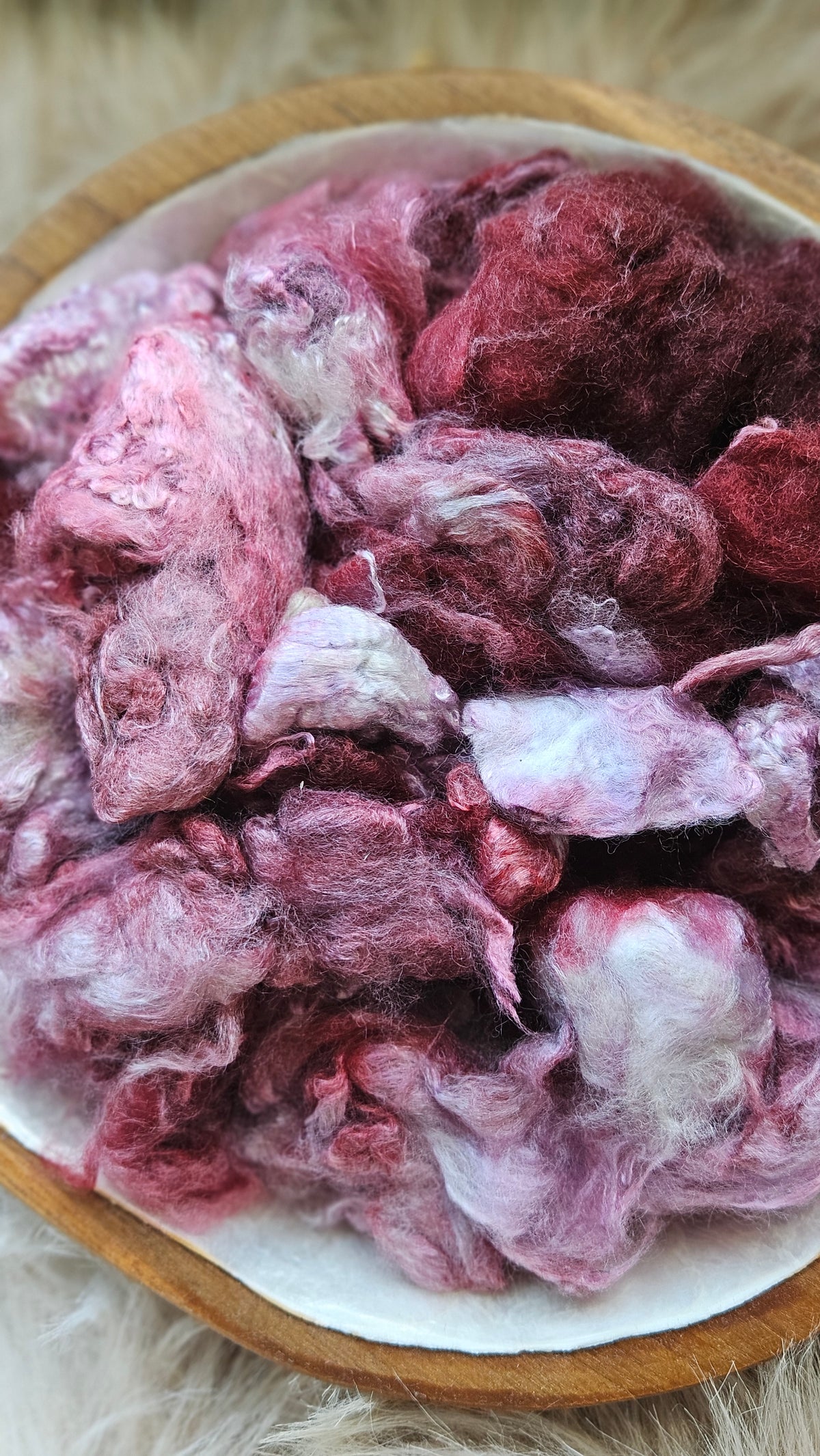 Linzer - hand-dyed fine wool and silky bamboo mill ends - 5 oz |  142 g