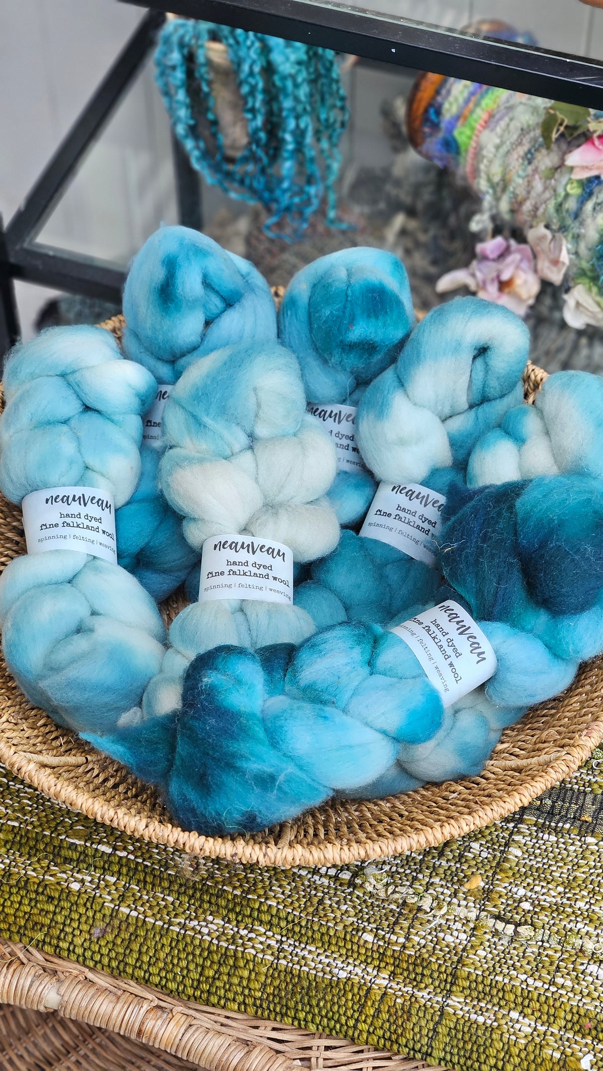 Newriver - hand dyed fine wool roving for felting and blending - 2 ounces | 57 grams