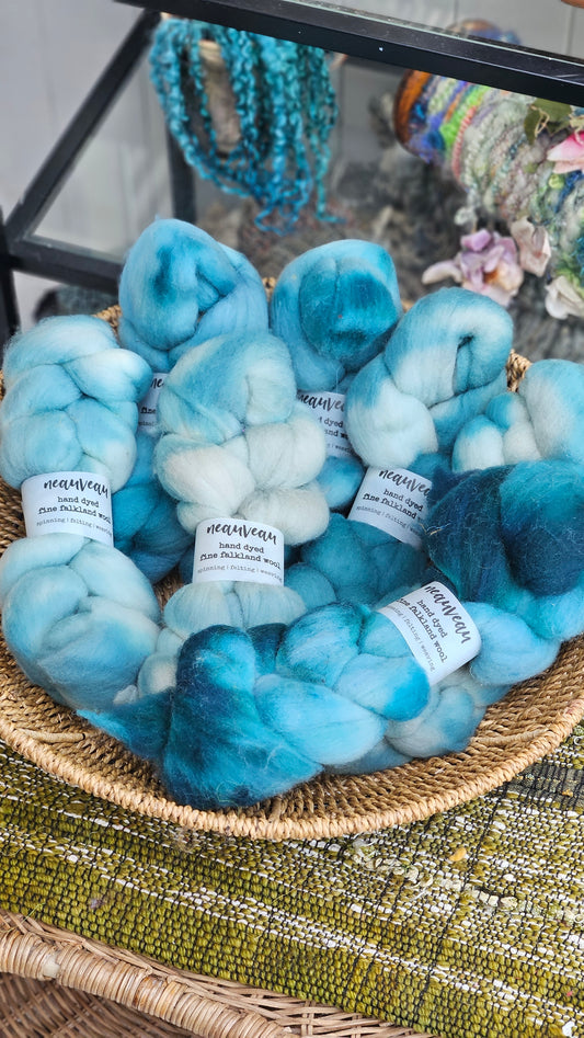 Newriver - hand dyed fine wool roving for felting and blending - 2 ounces | 57 grams