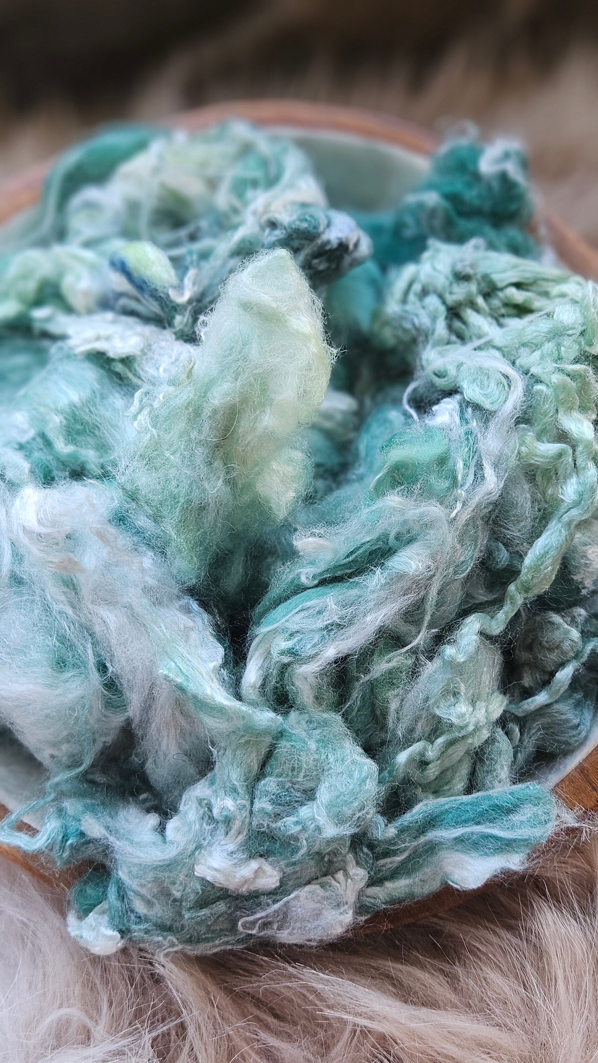 Spirulina - hand-dyed fine wool and silky bamboo mill ends - 5 oz |  142 g