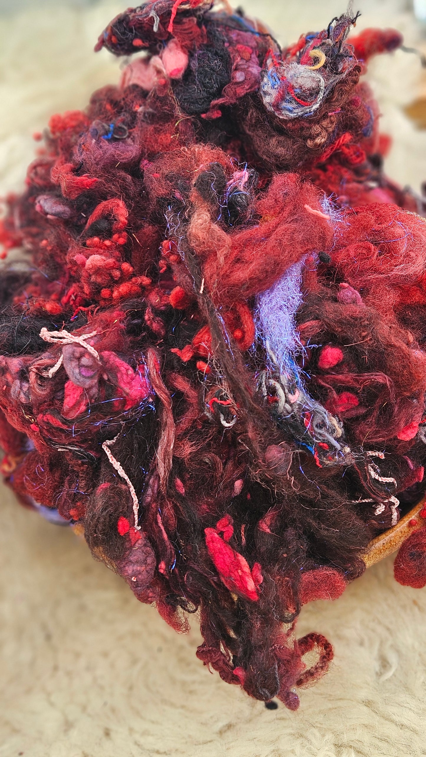 DECEMBER DUSK - Hand-Dyed Alpaca Bamboo Texture Blend for art yarn embellishing, texture blending, felting, mixed media, and fiber art - 4 ounces | 114 grams