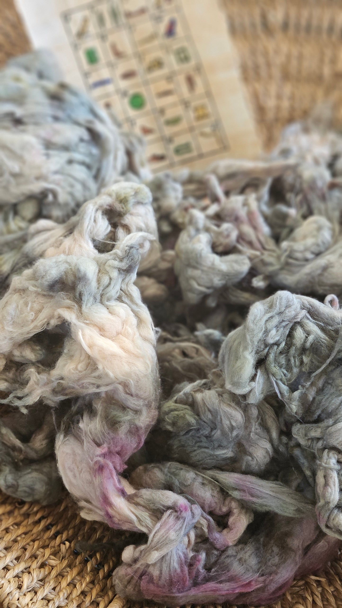 KHUFU Hand-Dyed Organic Extra Fine Cotton Noil for fiber art, texture blending, and papermaking - 1 ounce | 28 grams