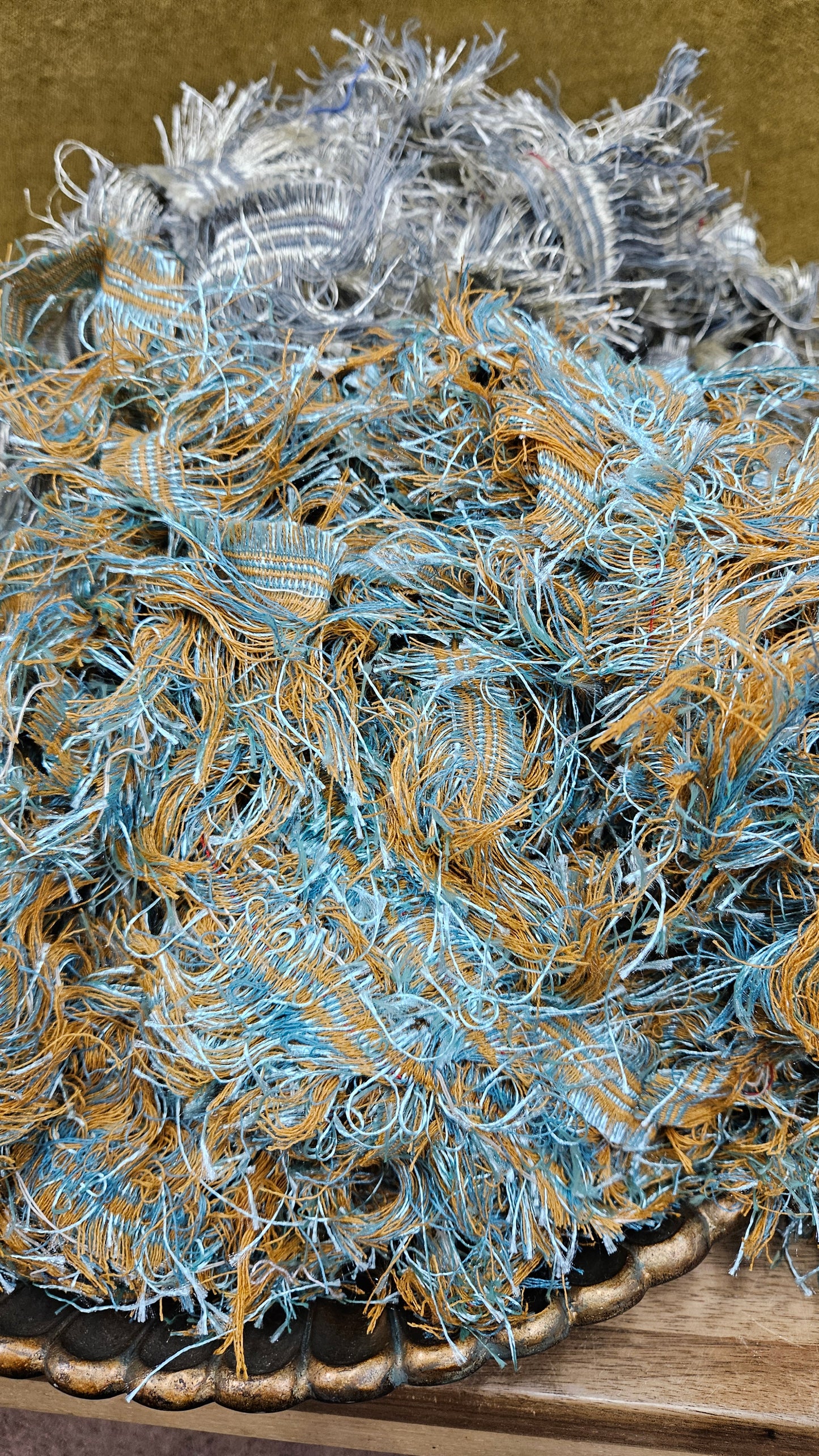 SHIMMER FOG - shaggy fringe ribbon for tapestry weaving and fiber art - 5 POUNDS