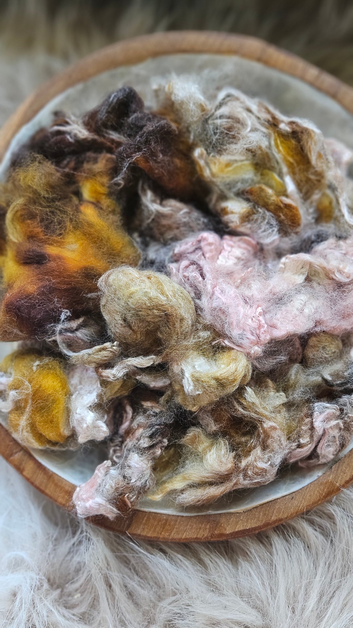 Tres Leches - hand-dyed fine wool and silky bamboo mill ends - 5 oz |  142 g
