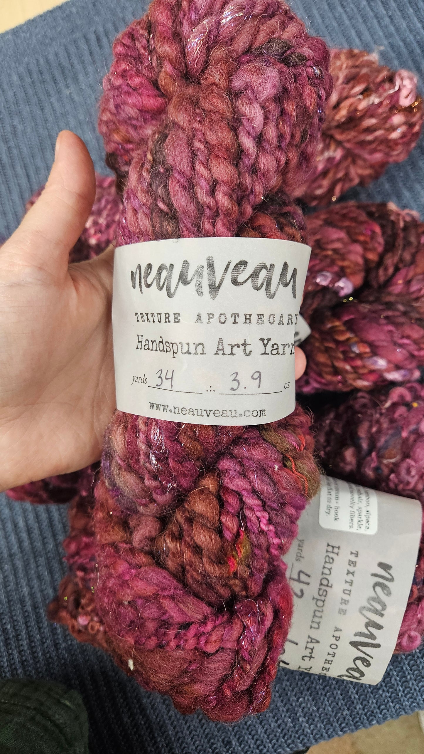 Handspun Yarn Lot - 4 Skeins Raspberry