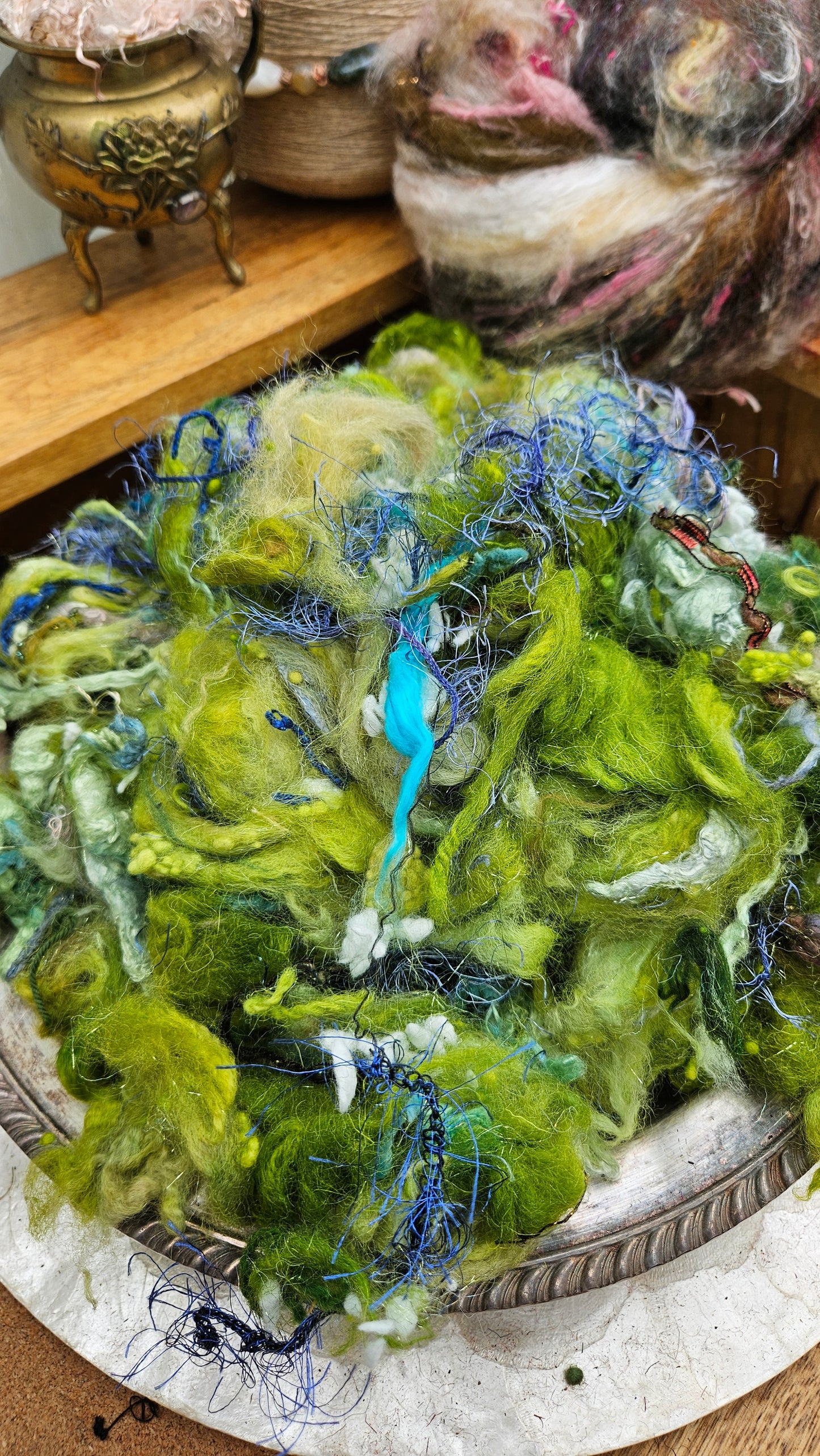 MISTFALL - Hand-Dyed Texture Blend for art yarn embellishing, texture blending, felting, mixed media, and fiber art - 4 ounces | 114 grams