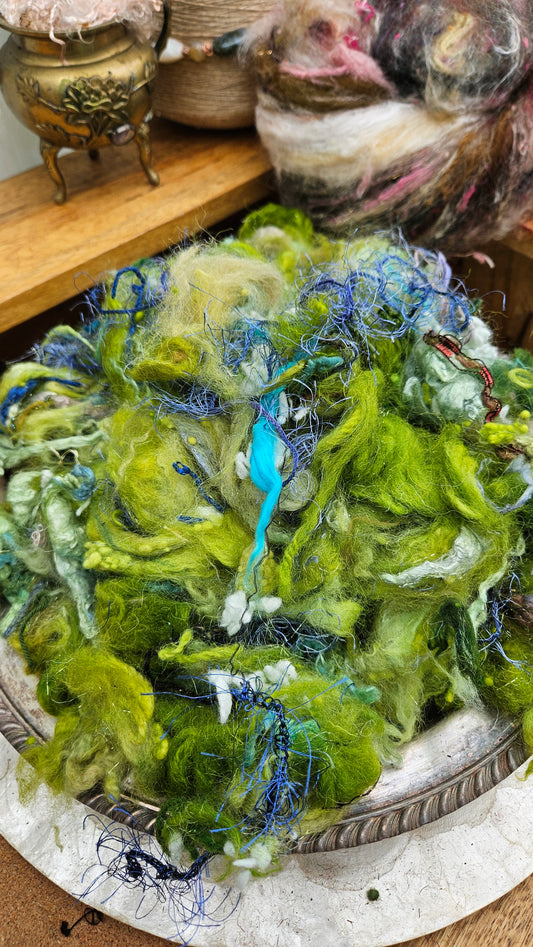 MISTFALL - Hand-Dyed Texture Blend for art yarn embellishing, texture blending, felting, mixed media, and fiber art - 4 ounces | 114 grams