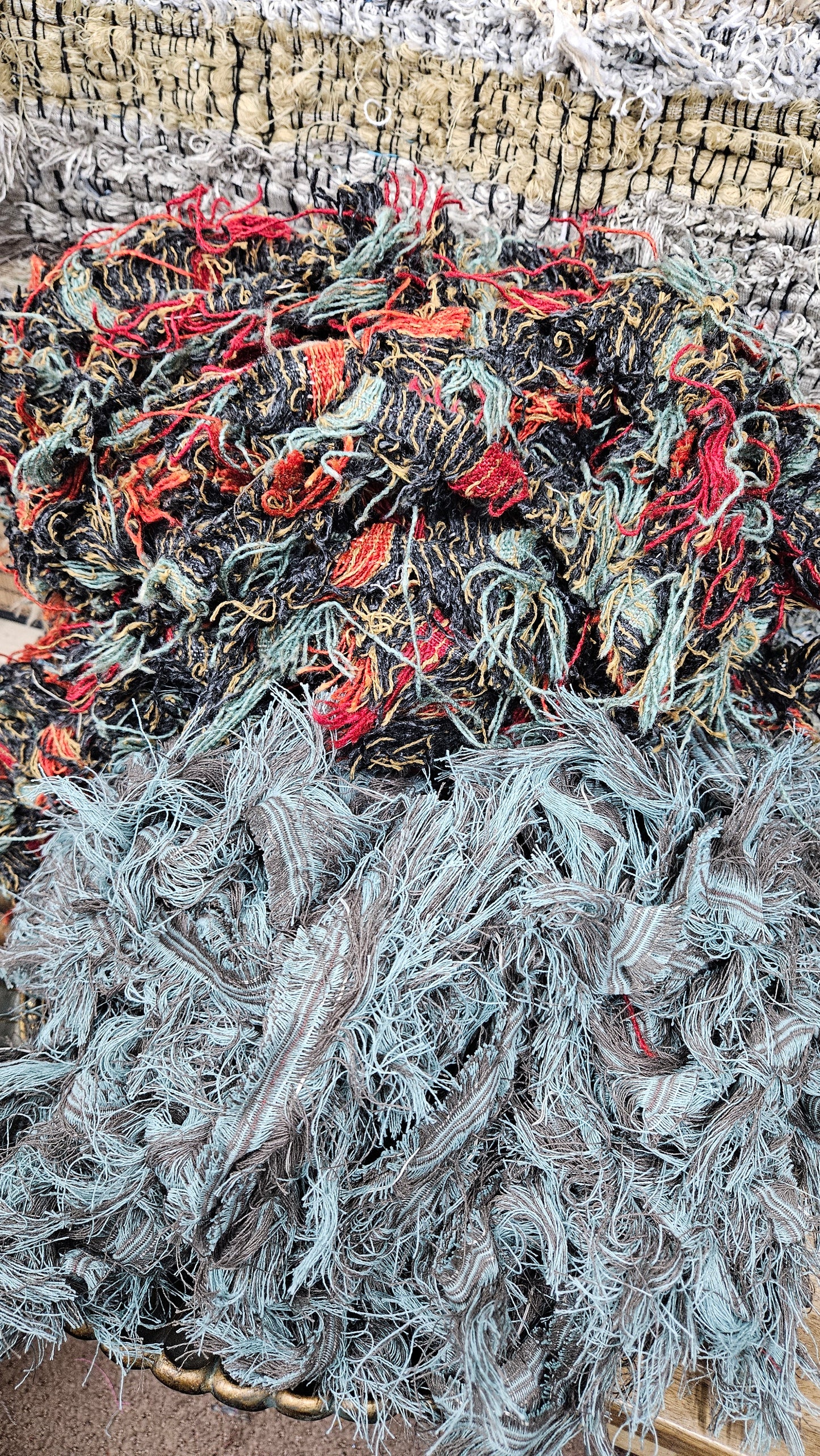 BULK 08 - shaggy fringe ribbon for tapestry weaving and fiber art - 4.5 POUNDS