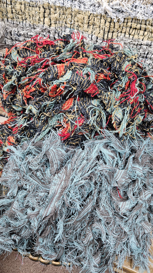 BULK 08 - shaggy fringe ribbon for tapestry weaving and fiber art - 4.5 POUNDS