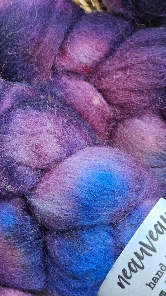 Bunting - hand dyed domestic wool roving for felting and blending - 2 ounces | 57 grams