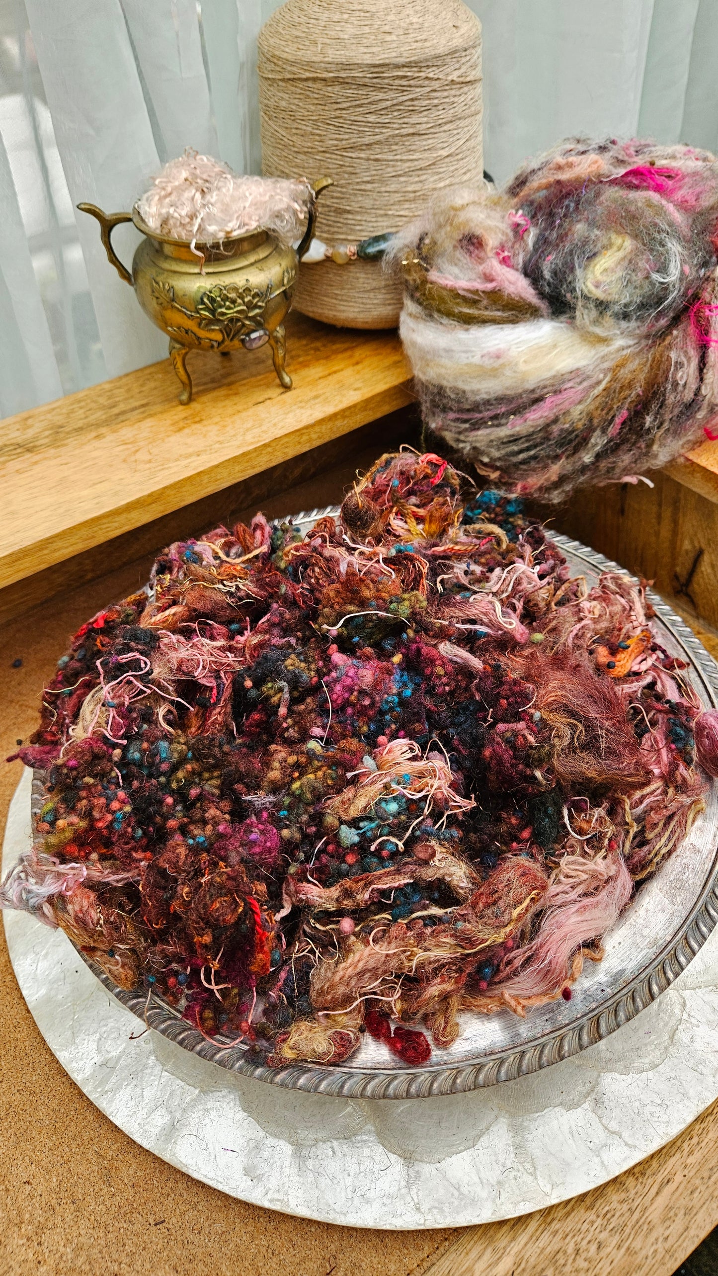 GARDEN DUSK - Hand-Dyed Texture Blend for art yarn embellishing, texture blending, felting, mixed media, and fiber art - 4 ounces | 114 grams