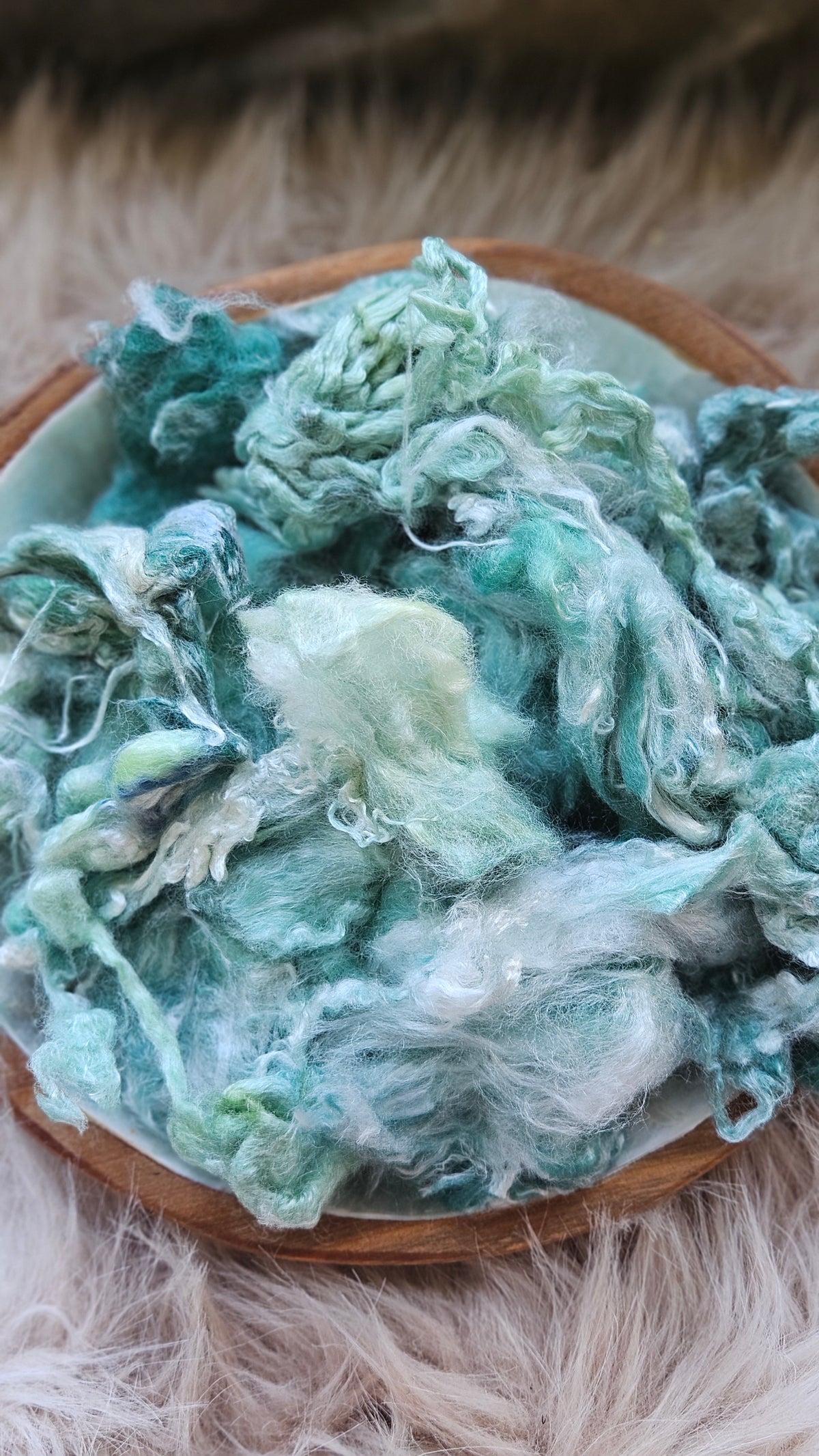 Spirulina - hand-dyed fine wool and silky bamboo mill ends - 5 oz |  142 g