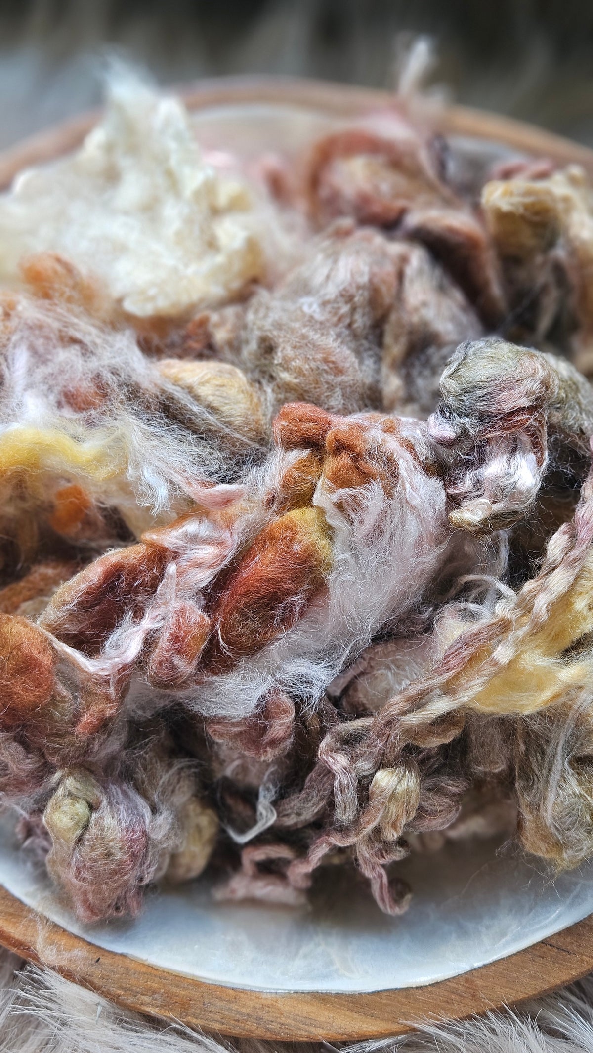 Caramel Berry - hand-dyed fine wool and silky bamboo mill ends - 5 oz |  142 g