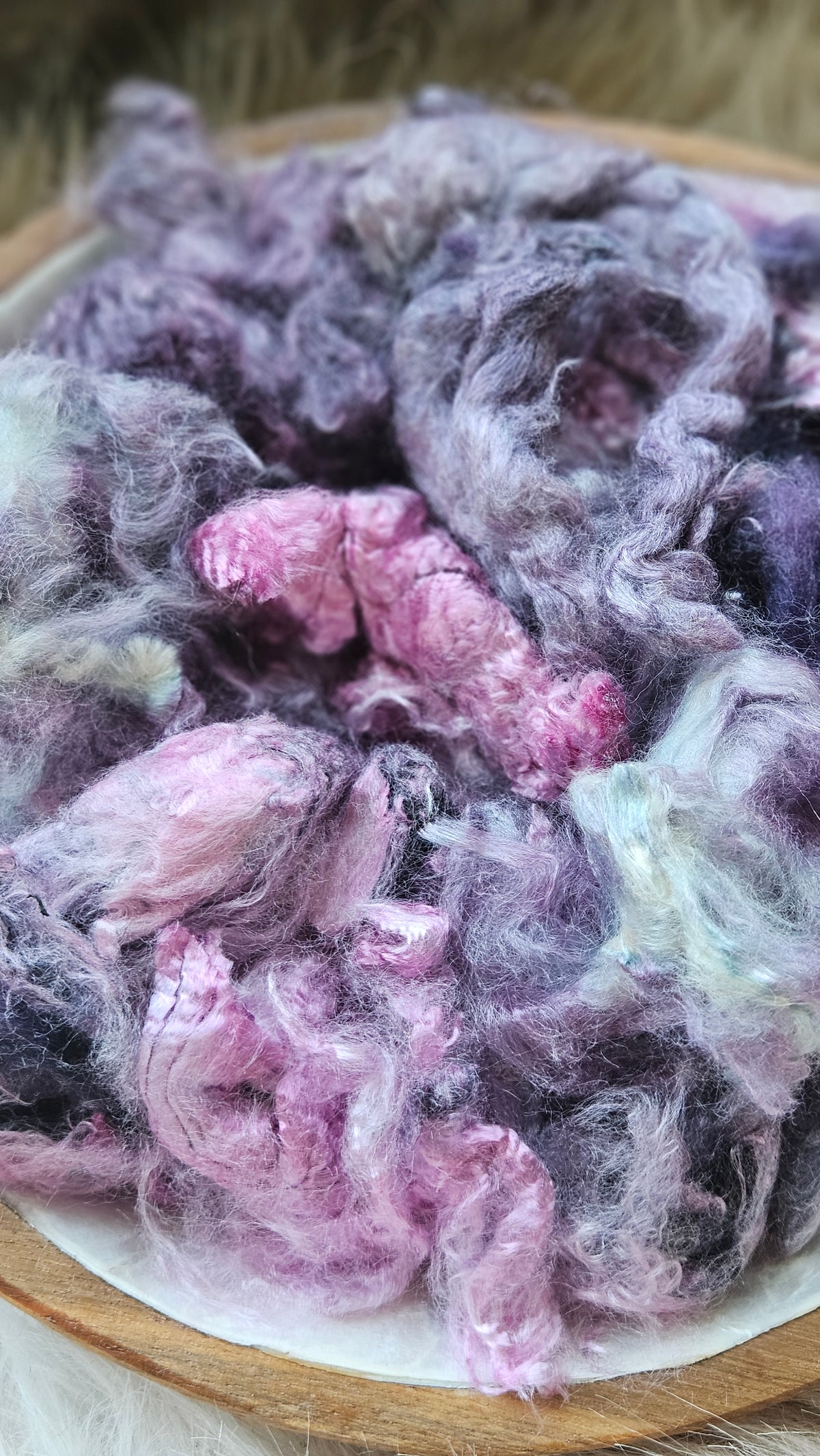 Fig Pudding - hand-dyed fine wool and silky bamboo mill ends - 5 oz |  142 g