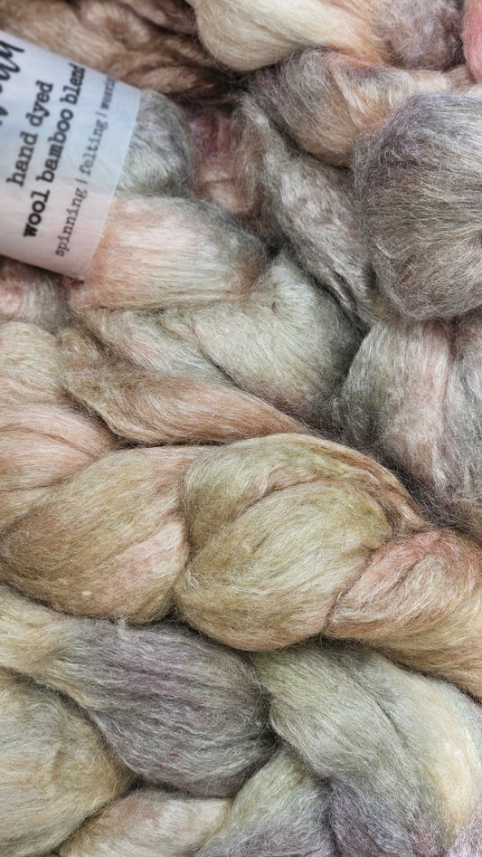Opal Pearl - wool bamboo roving for felting and blending - 2 ounces | 57 grams