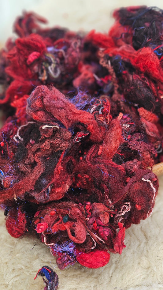 DECEMBER DUSK - Hand-Dyed Alpaca Bamboo Texture Blend for art yarn embellishing, texture blending, felting, mixed media, and fiber art - 4 ounces | 114 grams