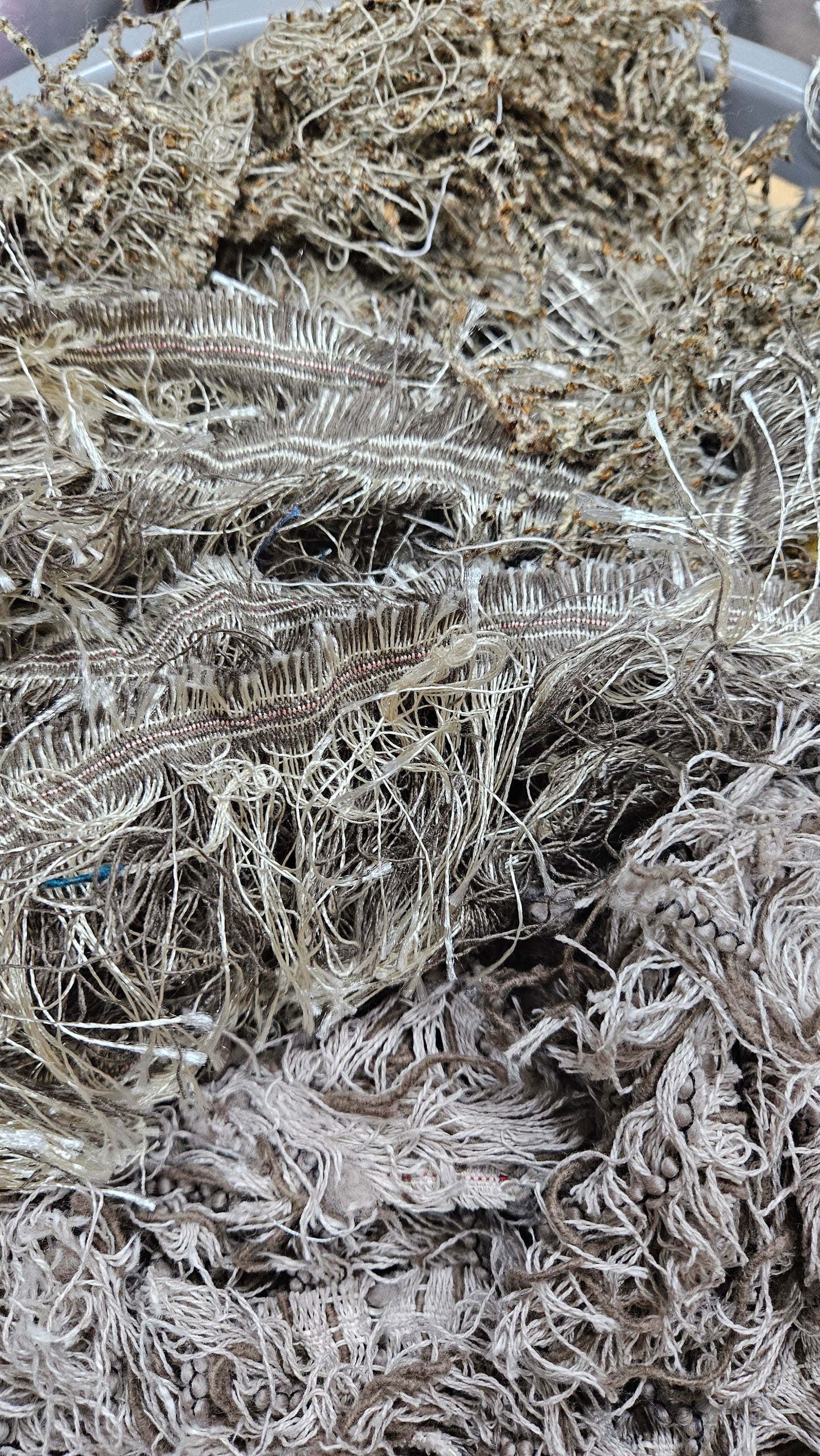 FANCY NEUTRALS - bulk textile selvedge for rug weaving and art yarn - 5 POUNDS