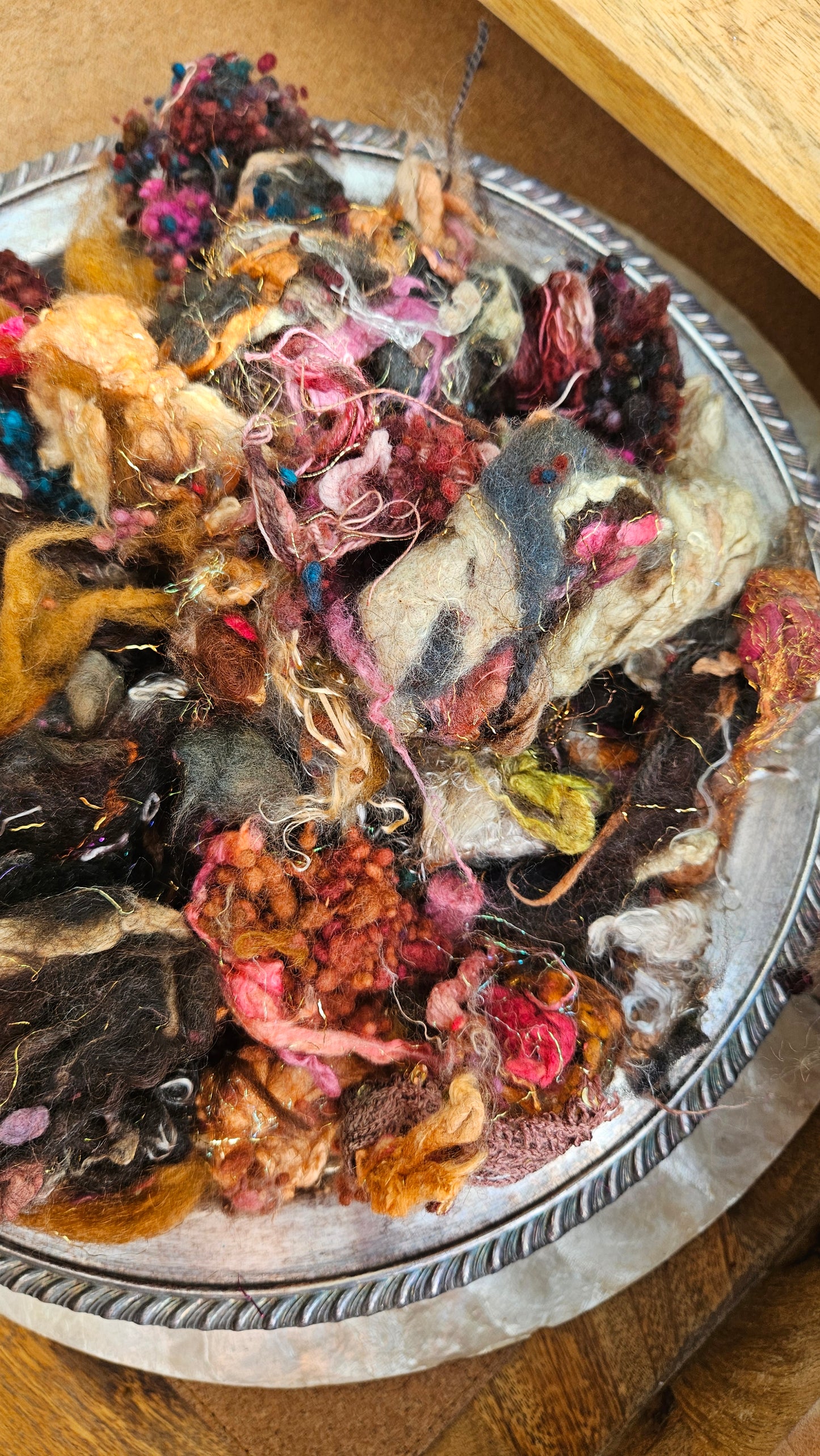 SOLAR ECLIPSE - Hand-Dyed Alpaca Bamboo Texture Blend for art yarn embellishing, texture blending, felting, mixed media, and fiber art - 4 ounces | 114 grams