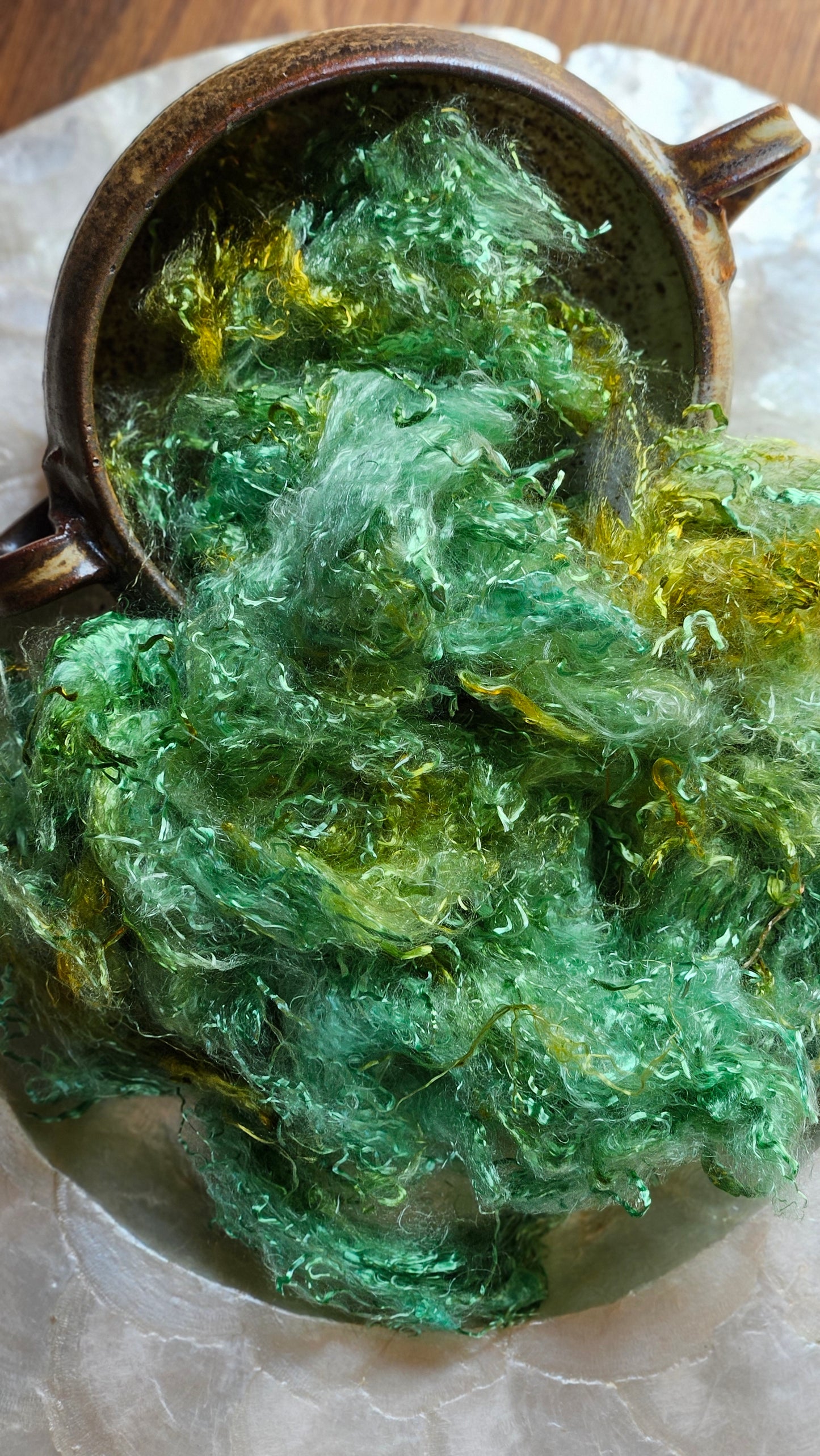 TSAVORITE - hand-dyed eucalyptus crimp faux-silk for art yarn embellishing, fiber blending, felting, and papermaking - 2 oz | 57 g