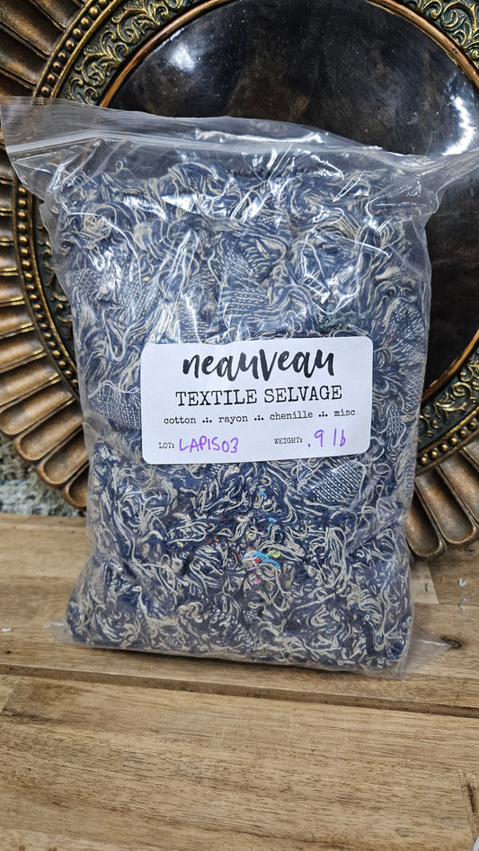 STARRY NIGHT - shaggy fringe ribbon for tapestry weaving and fiber art - LAPIS03 (.9 lb)