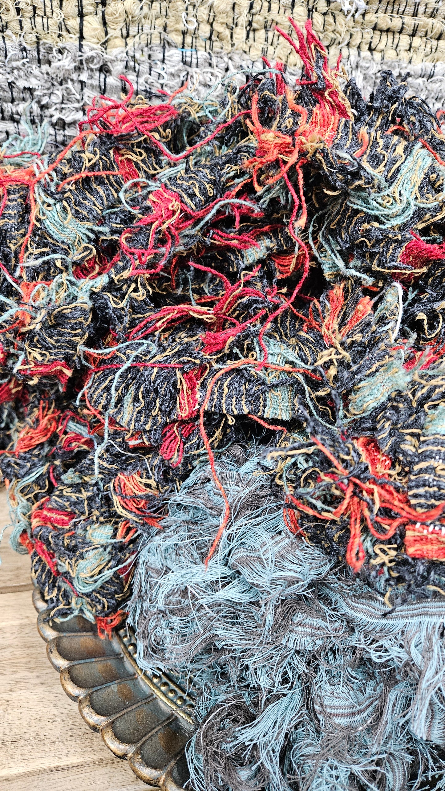 BULK 08 - shaggy fringe ribbon for tapestry weaving and fiber art - 4.5 POUNDS