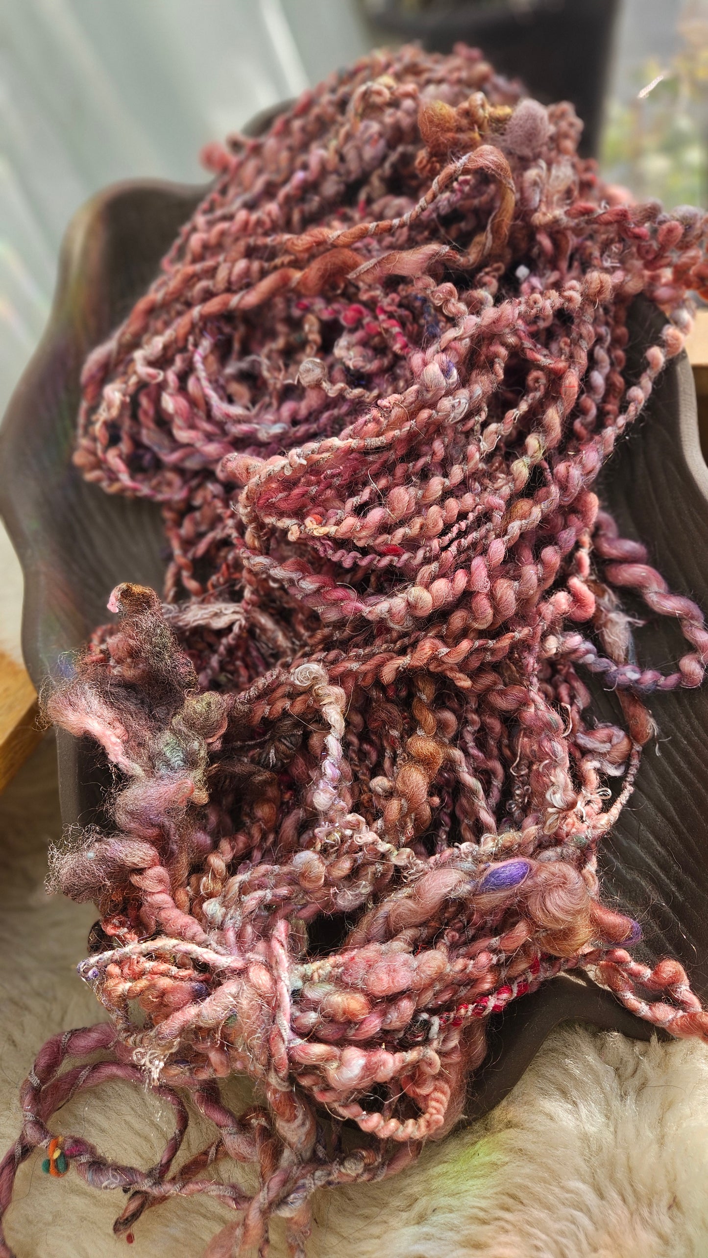 MEADOW SUNRISE - Bulky Handspun Art Yarn XL Skein - 40 yards | 4.3 ounces | 122 grams