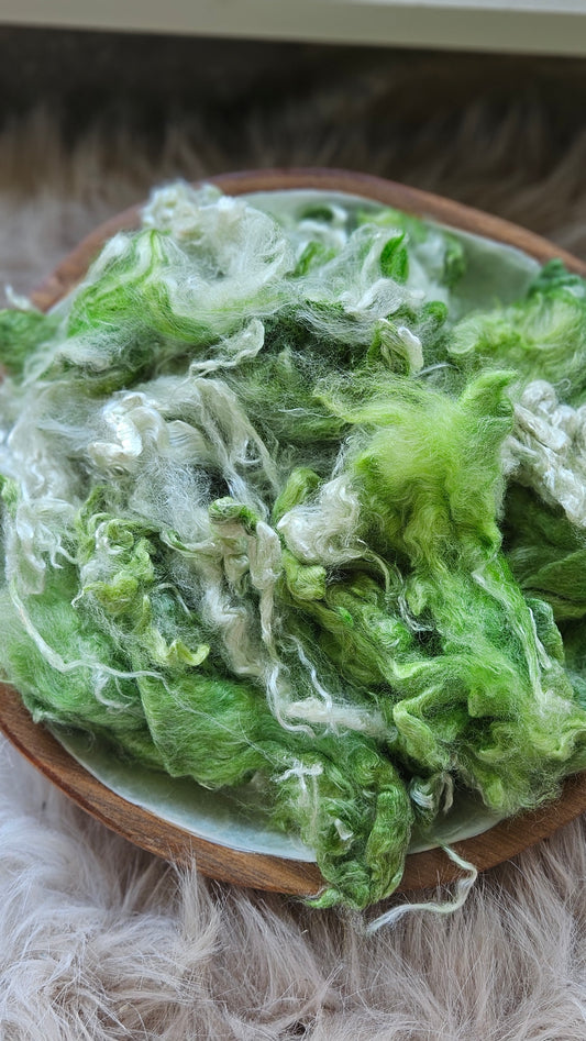 Thin Mint - hand-dyed fine wool and silky bamboo mill ends - 5 oz |  142 g