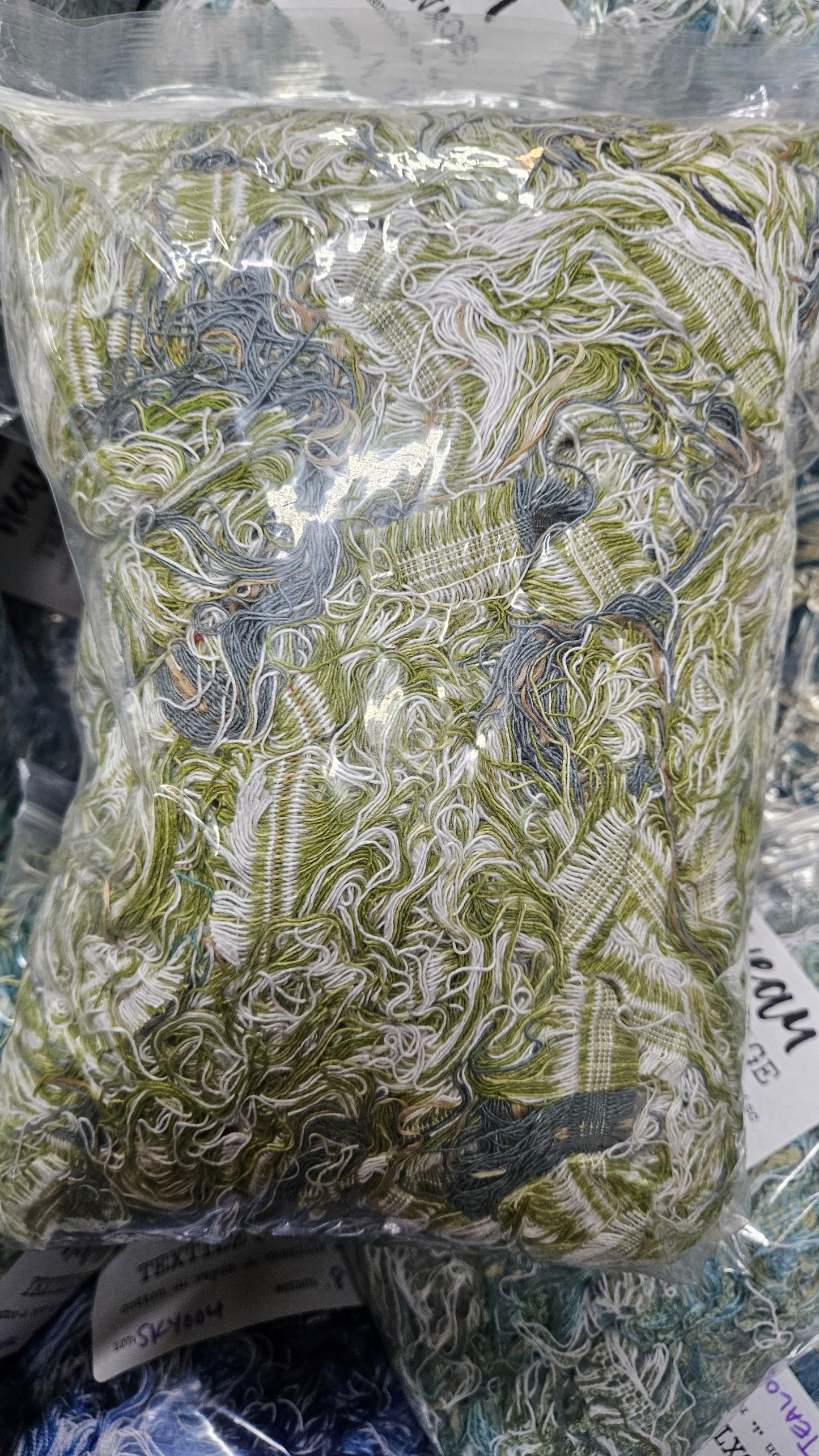 GREEN GRASS - textile selvedge for rug and art weaving and art yarn - GREEN015