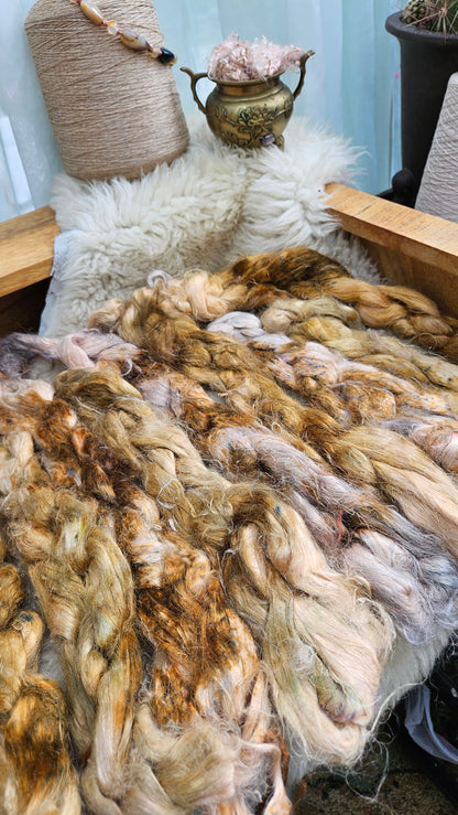 TRISTAN - rare hand-dyed hemp top for carding into art batts - 2 ounces | 57 grams