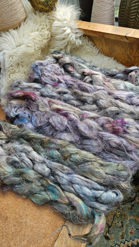 SELKIE Hand-Dyed Fine Hemp for fiber art, texture blending, and papermaking - 2 ounces | 57 grams