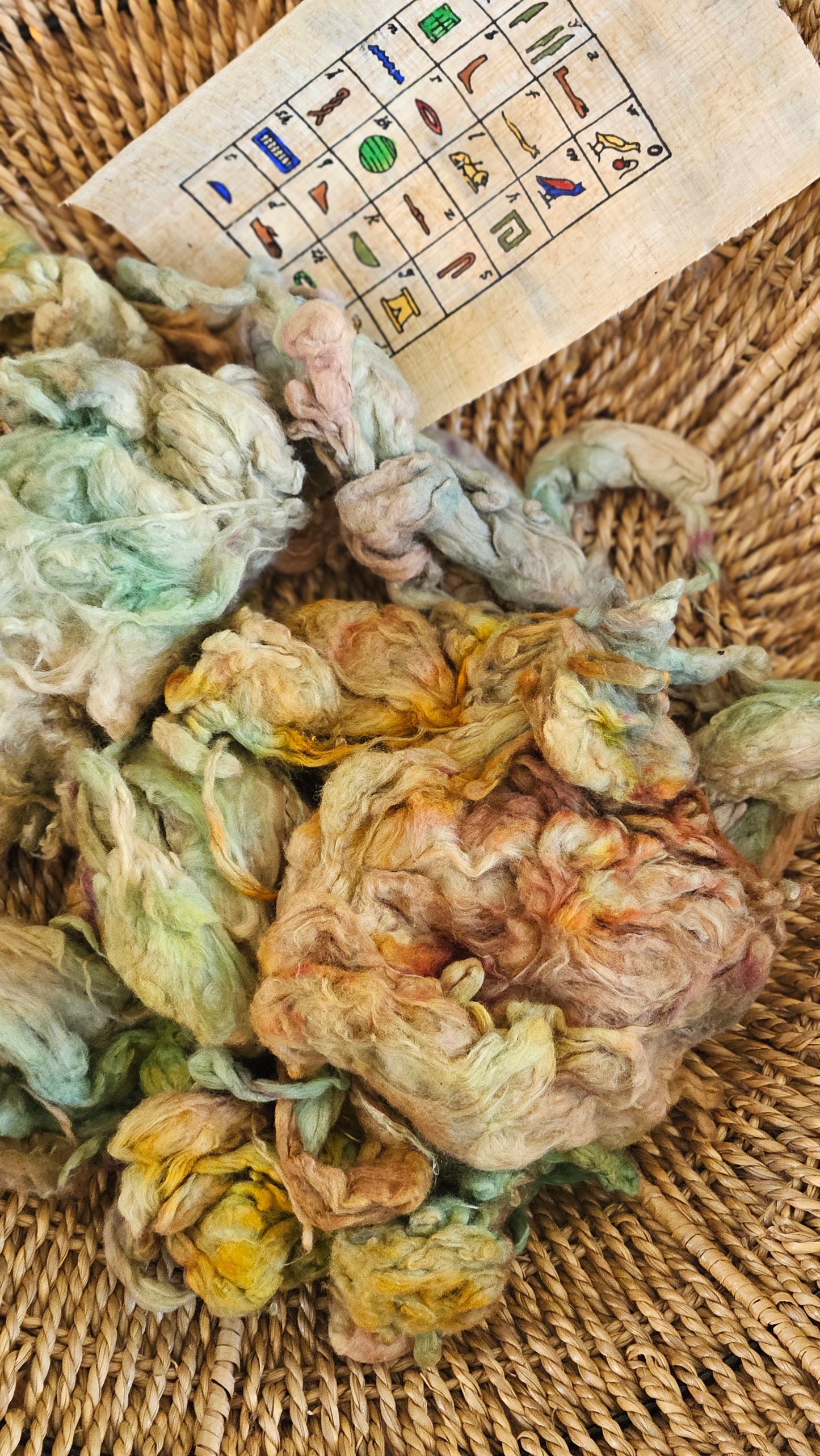 AKHMIM Hand-Dyed Organic Extra Fine Cotton Noil for fiber art, texture blending, and papermaking - 1 ounce | 28 grams