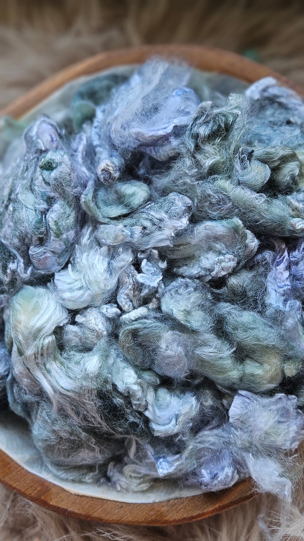 Mangosteen - hand-dyed fine wool and silky bamboo mill ends - 5 oz |  142 g
