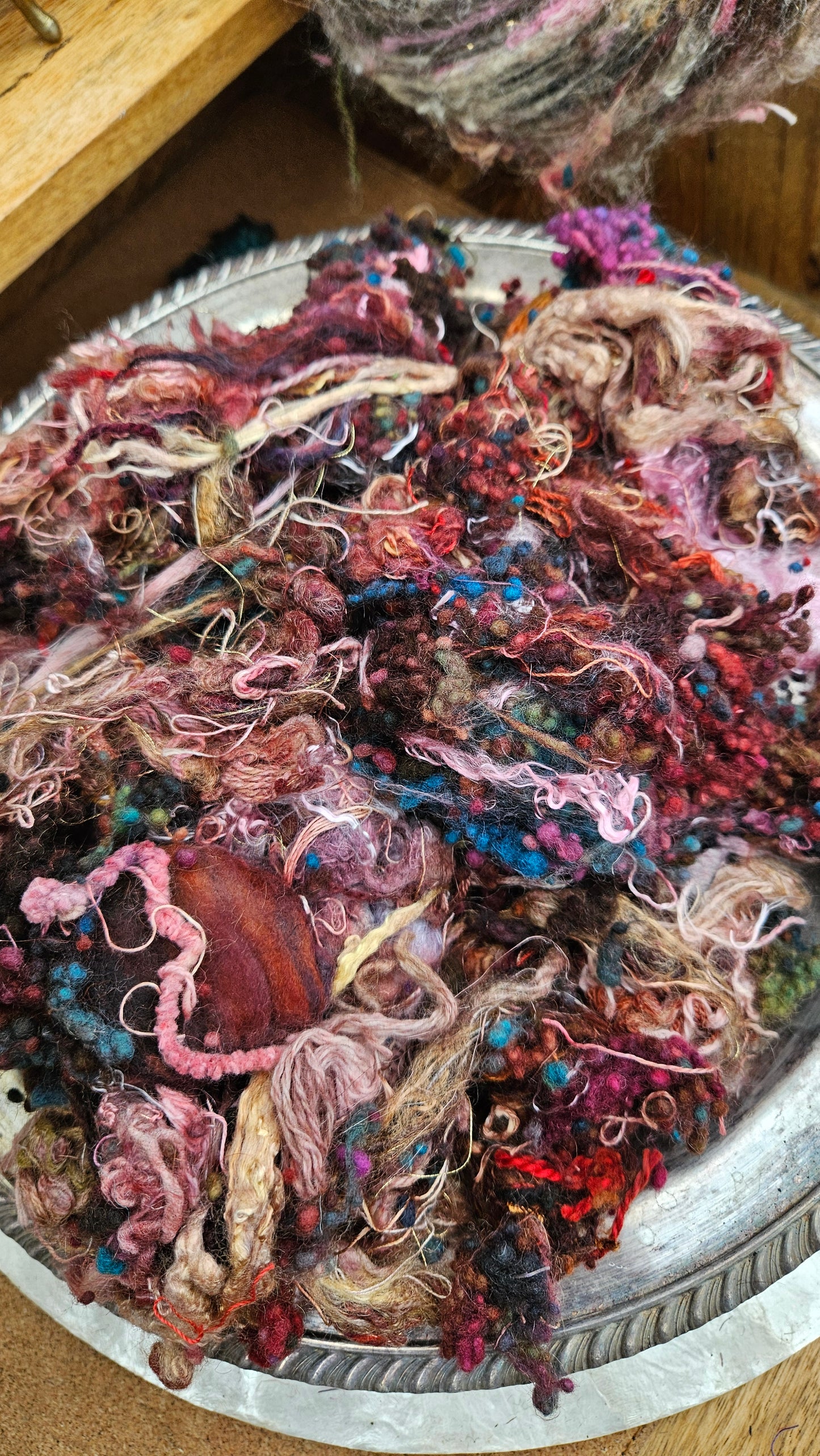 GARDEN DUSK - Hand-Dyed Texture Blend for art yarn embellishing, texture blending, felting, mixed media, and fiber art - 4 ounces | 114 grams