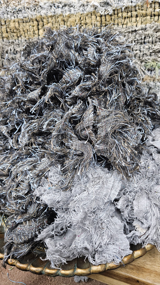 BULK 02 - shaggy fringe ribbon for tapestry weaving and fiber art - 3.5 POUNDS