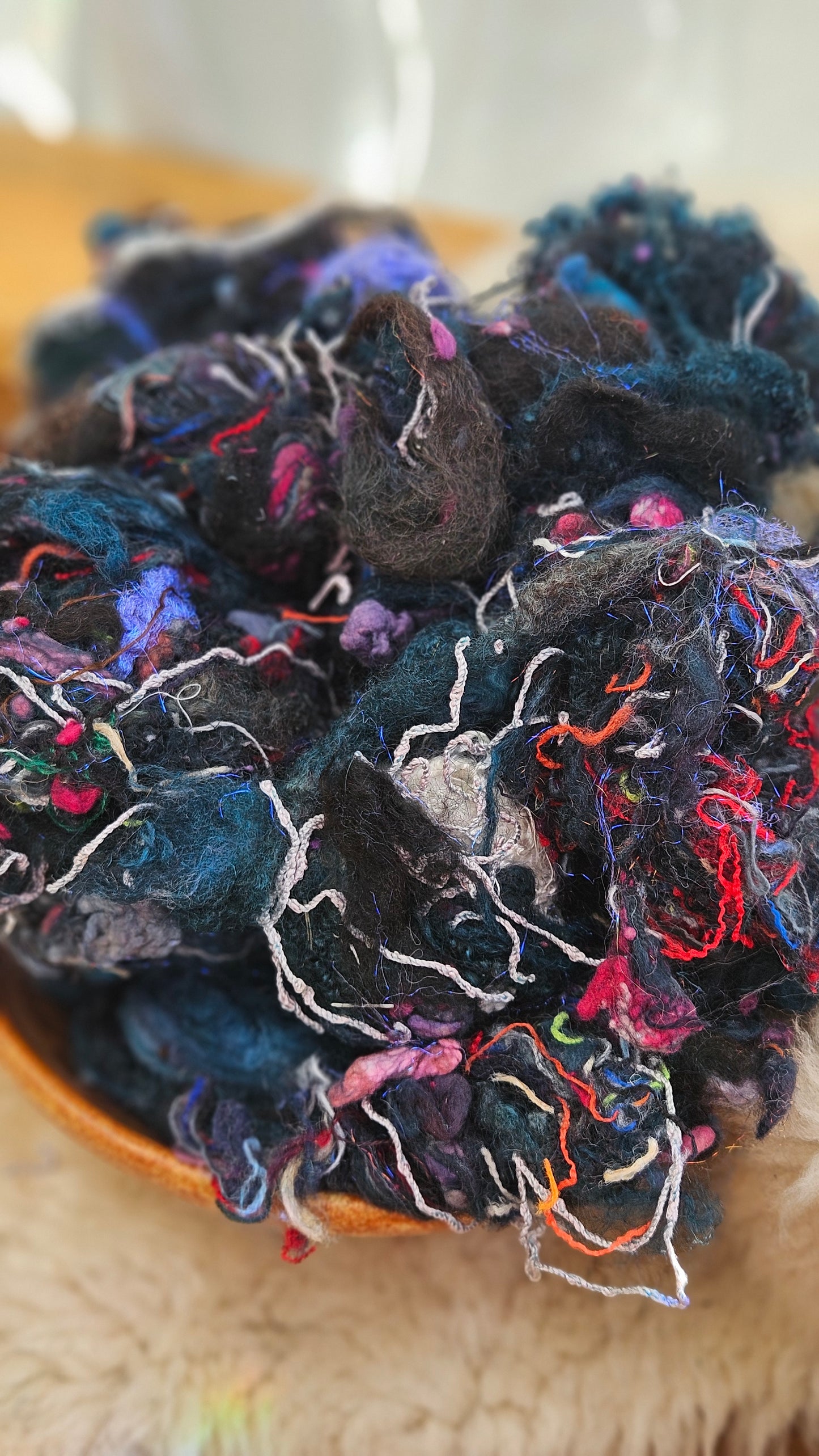 FROST LIGHT - Hand-Dyed Recycled Wool Texture Blend for art yarn embellishing, texture blending, felting, mixed media, and fiber art - 4 ounces | 114 grams