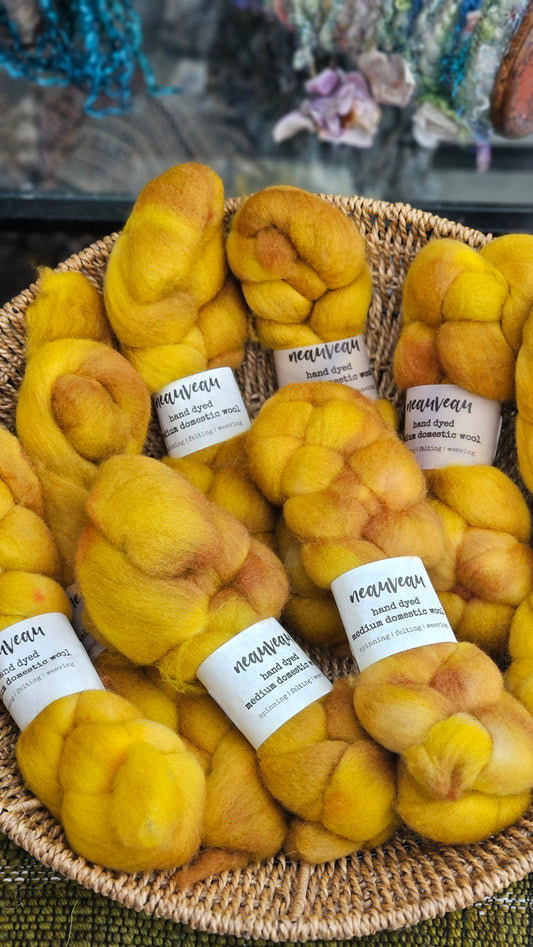 Goldfinch - hand dyed domestic wool roving for felting and blending - 2 ounces | 57 grams