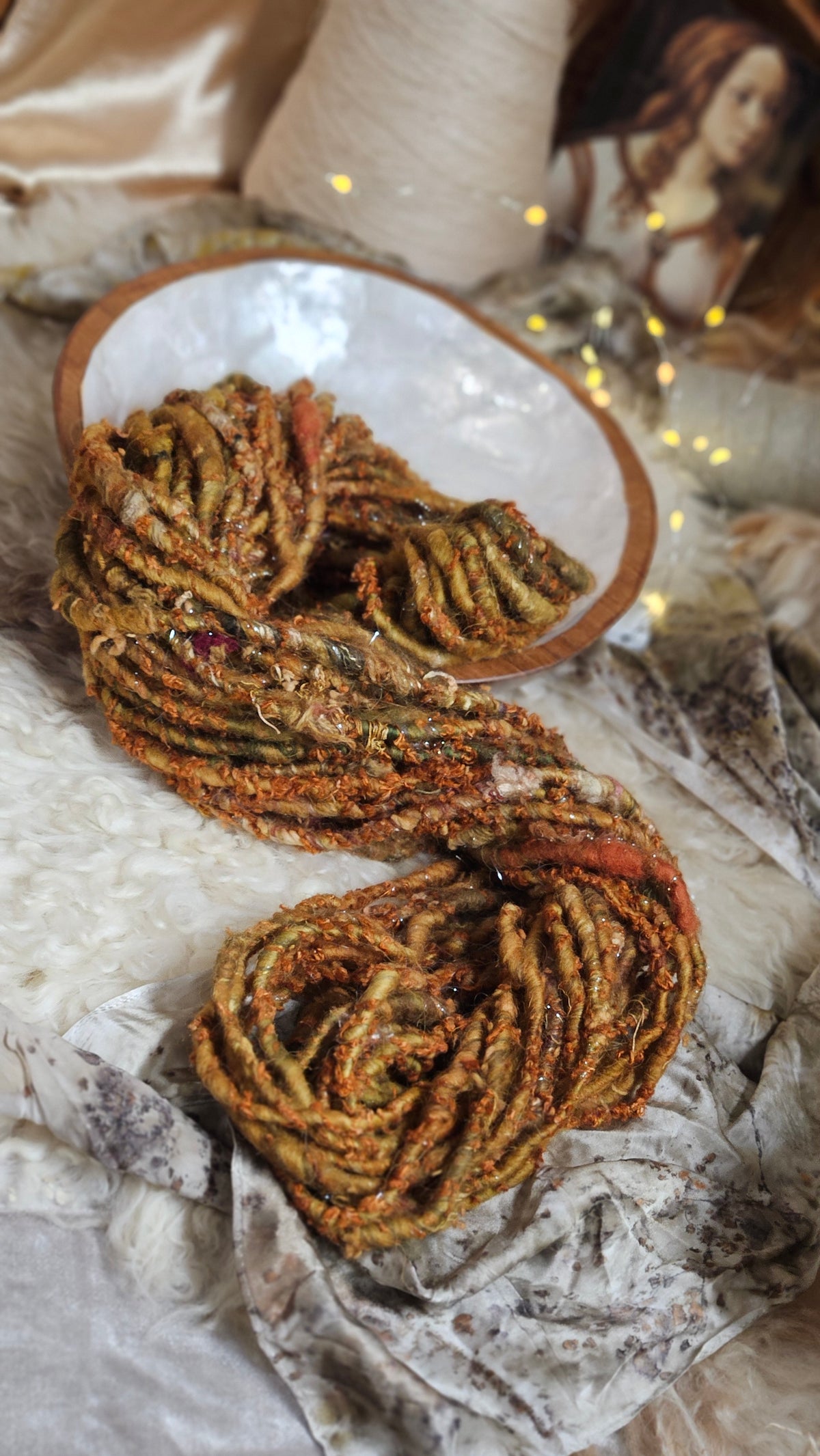 Handspun Bulky Art Yarn - 36 yards | 6 ounces - Botticelli Portrait 01