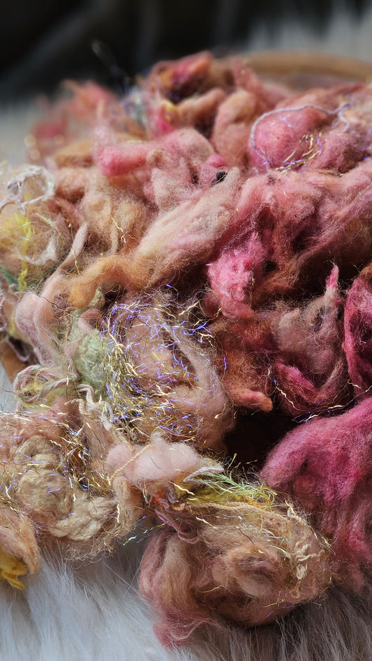 First Blush - hand-dyed wool alpaca bamboo texture blend - 4 ounces | 114 grams