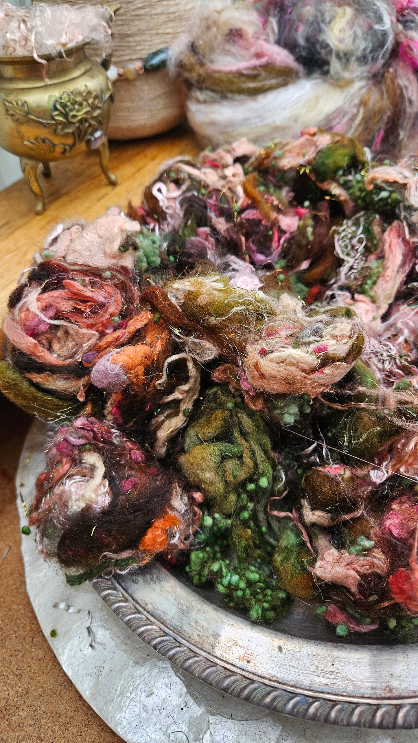 HIDDEN VALLEY - Hand-Dyed Alpaca Bamboo Texture Blend for art yarn embellishing, texture blending, felting, mixed media, and fiber art - 4 ounces | 114 grams