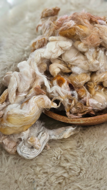 BANANA CREAM - wool & bamboo blend for spinning & felting - 5 oz |  142 g