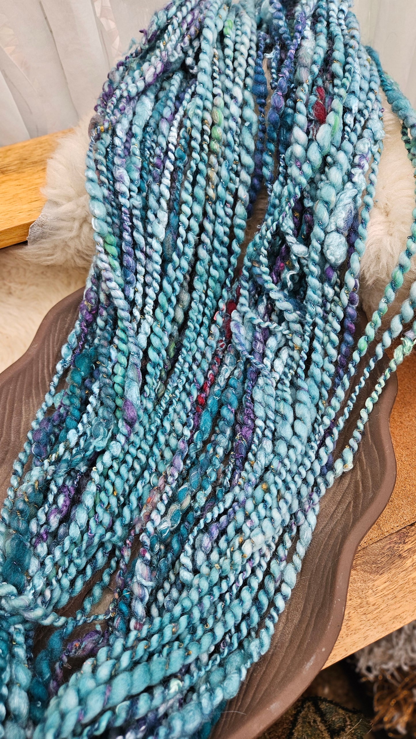 MERMAID LAGOON - Bulky Handspun Art Yarn XL Skein - 33 yards | 6.6 ounces | 187 grams