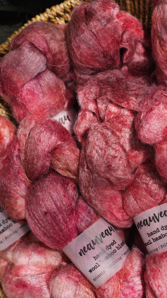 Pinky Pearl - wool bamboo roving for felting and blending - 2 ounces | 57 grams