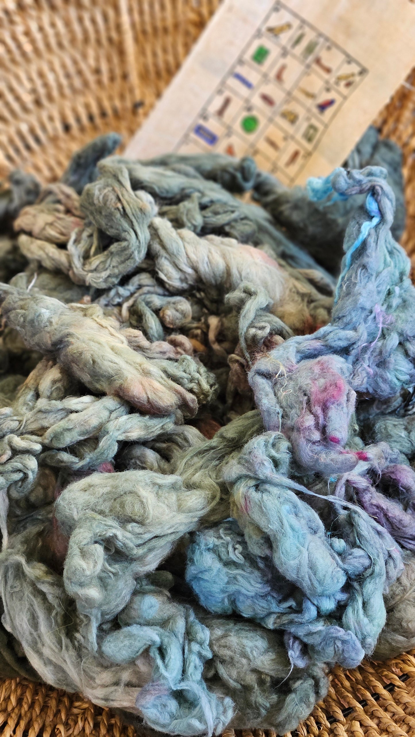 SOBEK Hand-Dyed Organic Extra Fine Cotton Noil for fiber art, texture blending, and papermaking - 1 ounce | 28 grams